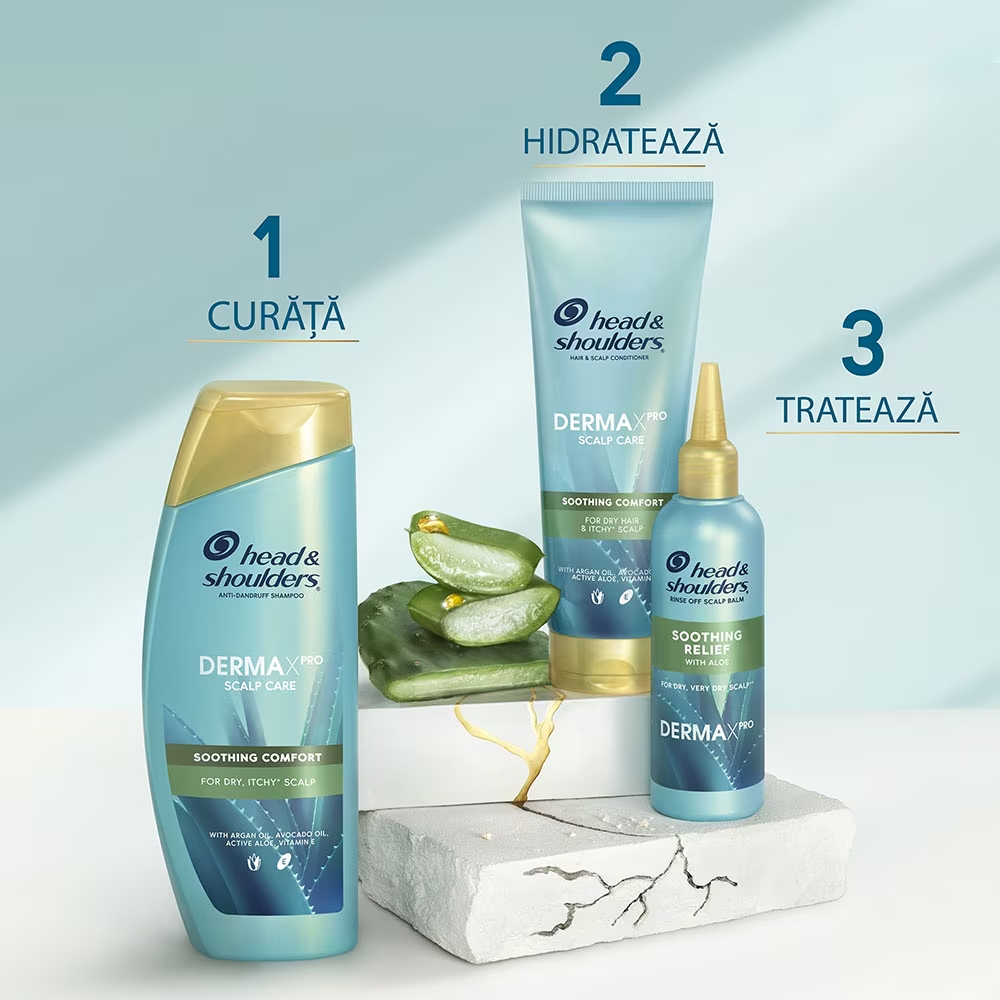 Set cadou HEAD&SHOULDERS Derma X Pro, sampon 300 ml + balsam de par 220 ml + Balsam anti-matreata pentru scalp cu aloevera 145 ml infant-ro