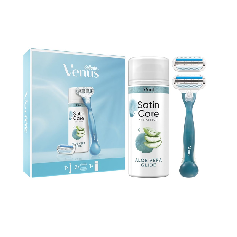 Set cadou Venus Smooth: Aparat de ras pentru femei + 1 rezerva + Gel de ras pentru femei Gillette Satin Care Aloe Vera Glide, 75 ml infant-ro