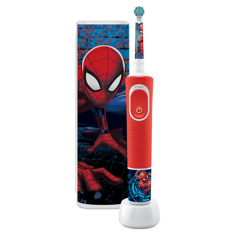Set cadou X-Mas Oral-B Vitality Power Kids Spiderman periuta de dinti electrica pentru copii + Trusa de calatorie, albastru infant-ro