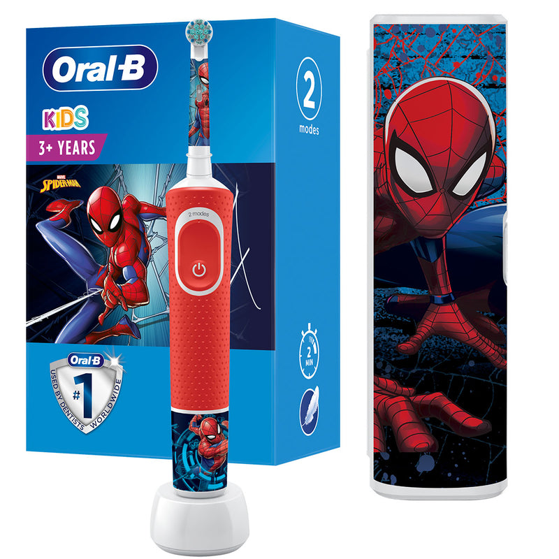 Set cadou X-Mas Oral-B Vitality Power Kids Spiderman periuta de dinti electrica pentru copii + Trusa de calatorie, albastru infant-ro