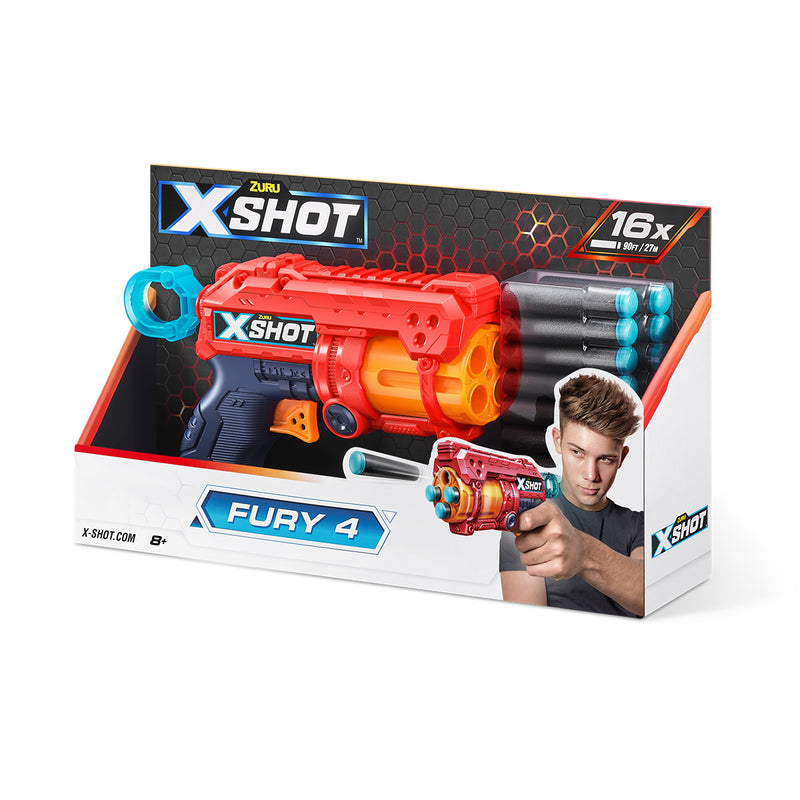 X-SHOT Blaster Excel Fury 4, arma de jucarie, 16 proiectile infant-ro
