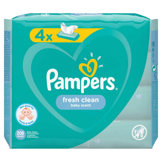 Pampers Fresh Clean servetele umede - 4 pachete / 208 buc [ps:2c44f94d-25ad-409e-b4a1-b130ce8288a7]