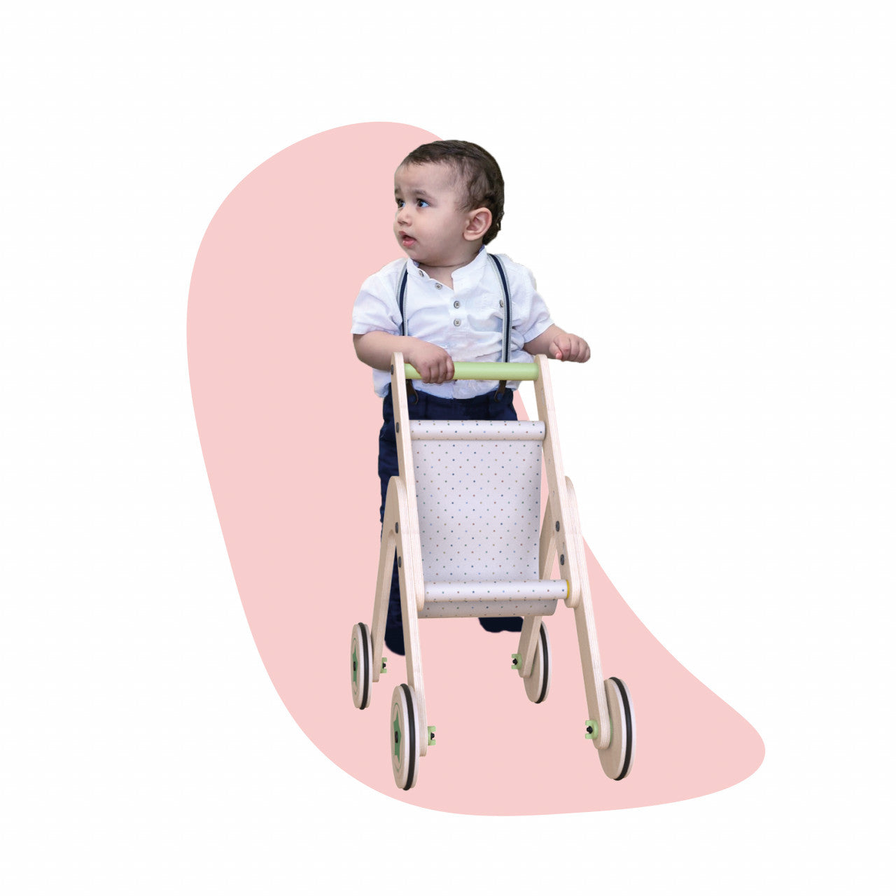 Antepremergator din lemn 2 in 1 MamaToyz carucior pentru papusi - Imagine 5