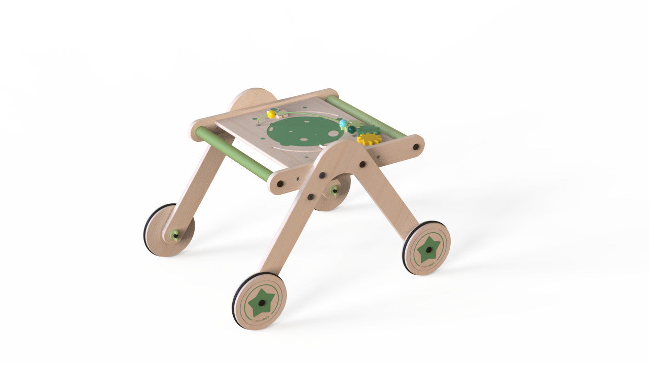 Antepremergator din lemn 2 in 1 MamaToyz cu masuta de activitati