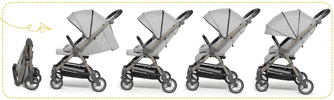 Carucior sport pliabil Skiddou Mell Normandic dream, ultracompact pentru calatorii, Gri deschis