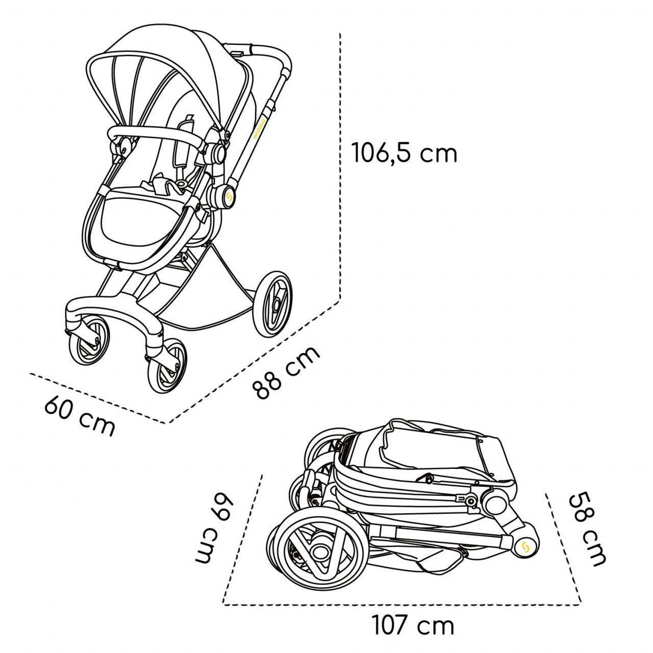 Carucior transformabil 2 in 1 Skiddou Nasjo Normandic Dream, Gri - Imagine 3