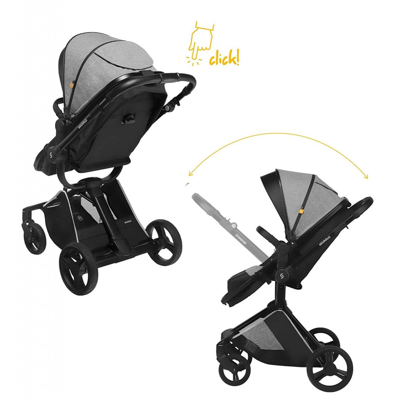 Carucior transformabil 2 in 1 Skiddou Nasjo Normandic Dream, Gri - Imagine 5