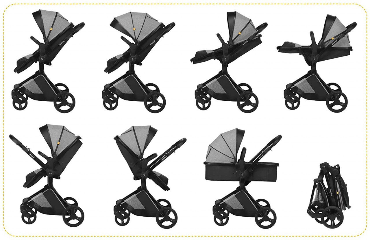 Carucior transformabil 2 in 1 Skiddou Nasjo Normandic Dream, Gri - Imagine 8