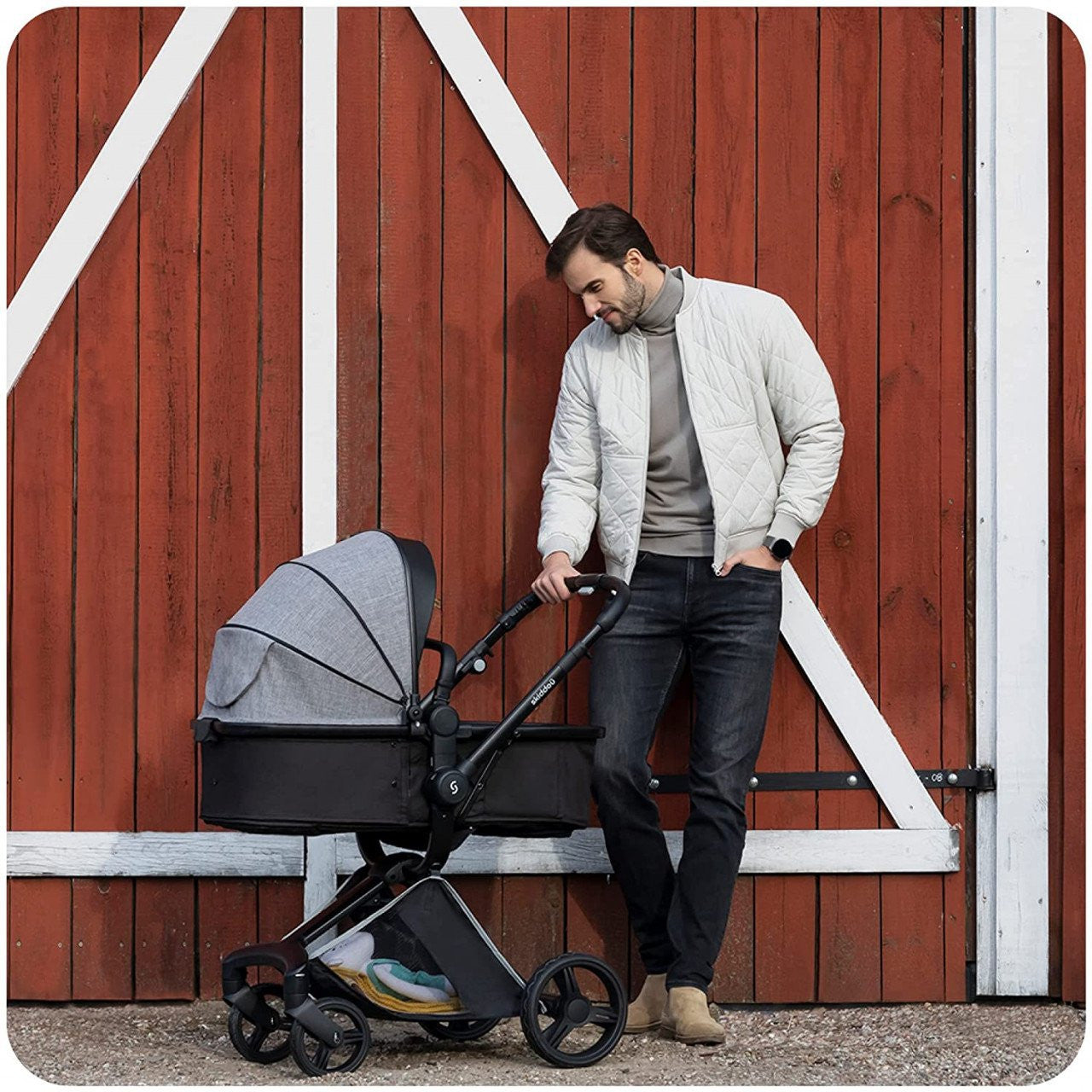 Carucior transformabil 2 in 1 Skiddou Nasjo Normandic Dream, Gri - Imagine 12