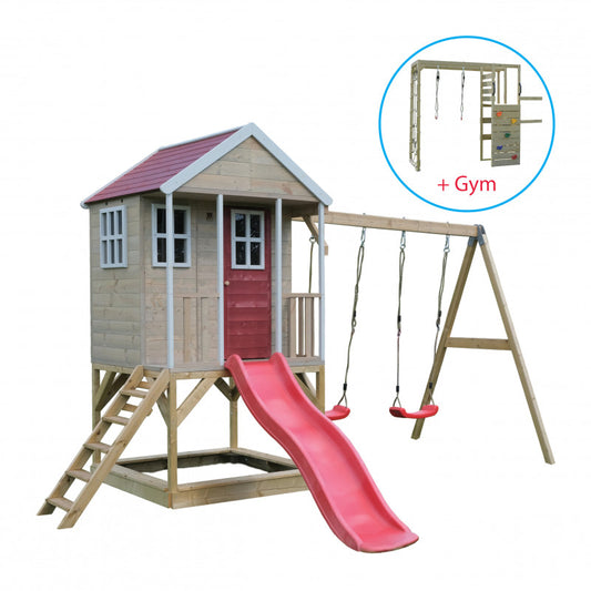 Casuta Nordic Adventure House cu loc pentru nisip, tobogan, leagan dublu, modul sport, Wendi Toys - Imagine 3