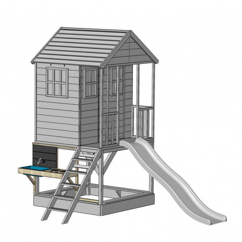 Casuta Summer Adventure House cu loc de nisip, tobogan, leagan, bucatarie (M9R_K), Wendi Toys