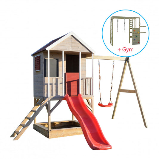 Casuta Summer Adventure House cu loc de nisip, tobogan, leagan, modul sport, Wendi Toys