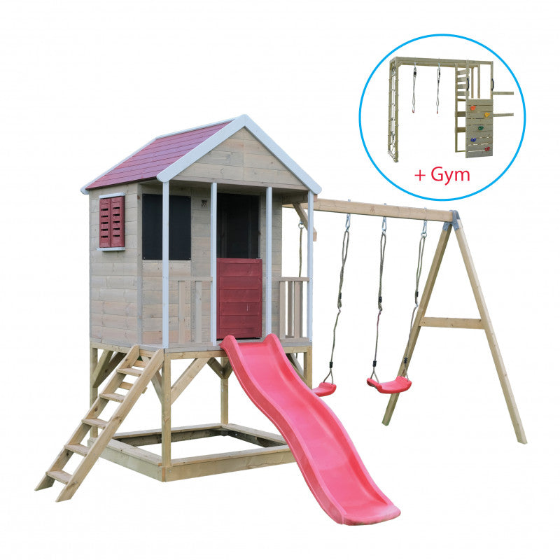 Casuta Summer Adventure House cu loc pentru nisip, tobogan, leagan dublu, modul sport, Wendi Toys - Imagine 3