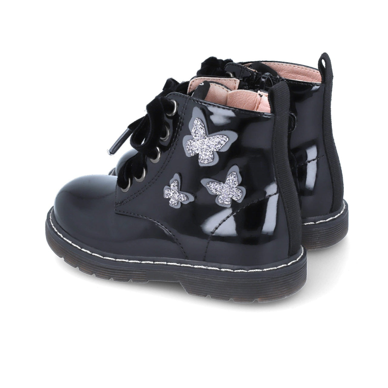 Cizmulite pentru fetite cu fluturasi, Garvalin, negru