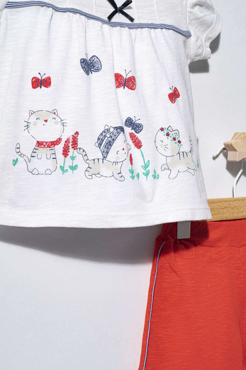 Compleu 2 piese cu palarie pentru fetite, Tongs baby