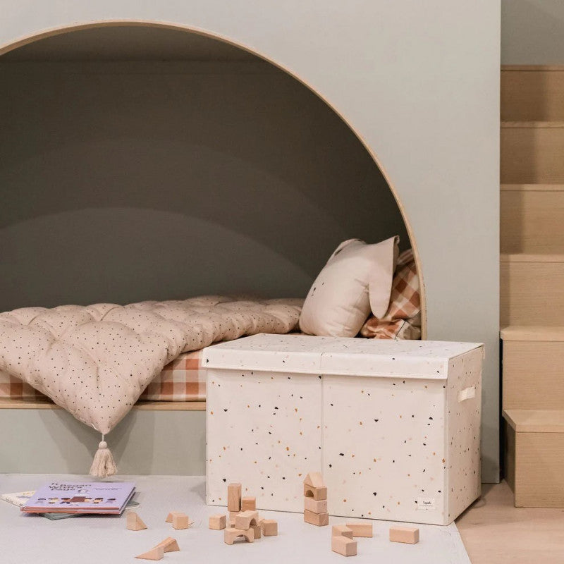 Cufar pliabil pentru camera copiilor, material reciclat Terrazzo Cream, 3 Sprouts