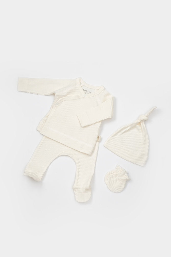Cutie 4 piese pentru nou nascut - 100% bumbac organic - Verde pal, BabyCosy