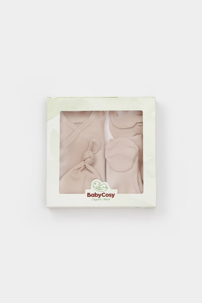 Cutie 4 piese pentru nou nascut - 100% bumbac organic - Verde pal, BabyCosy