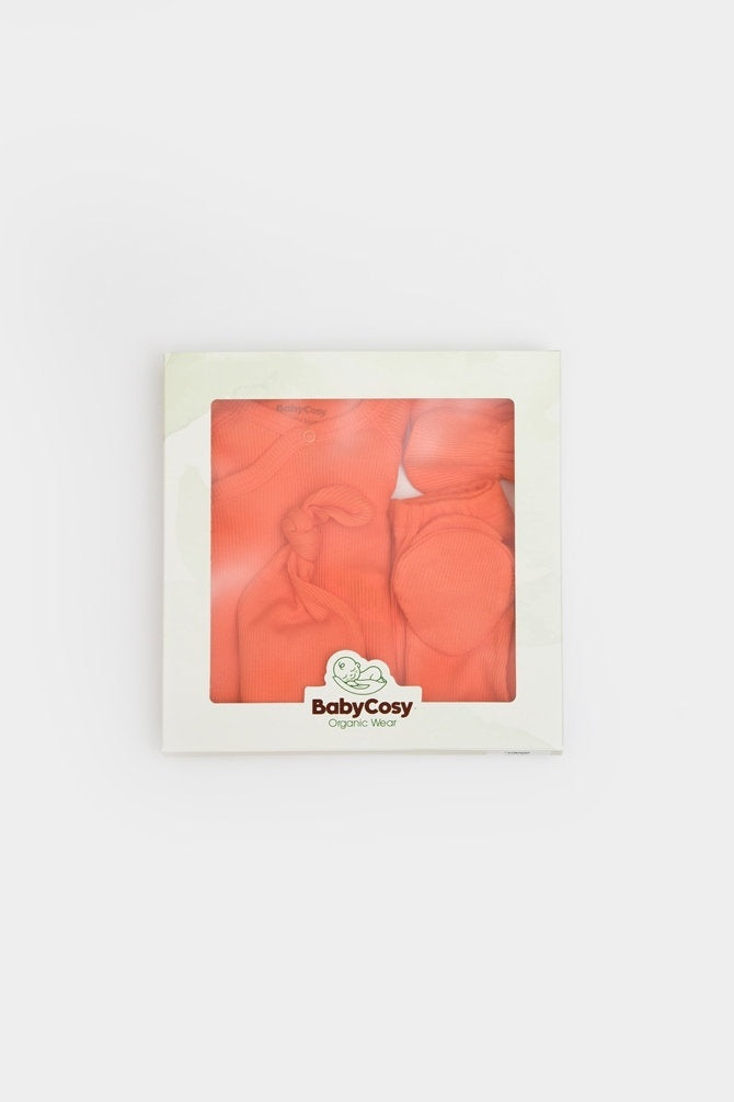 Cutie 4 piese pentru nou nascut - 100% bumbac organic - Verde pal, BabyCosy