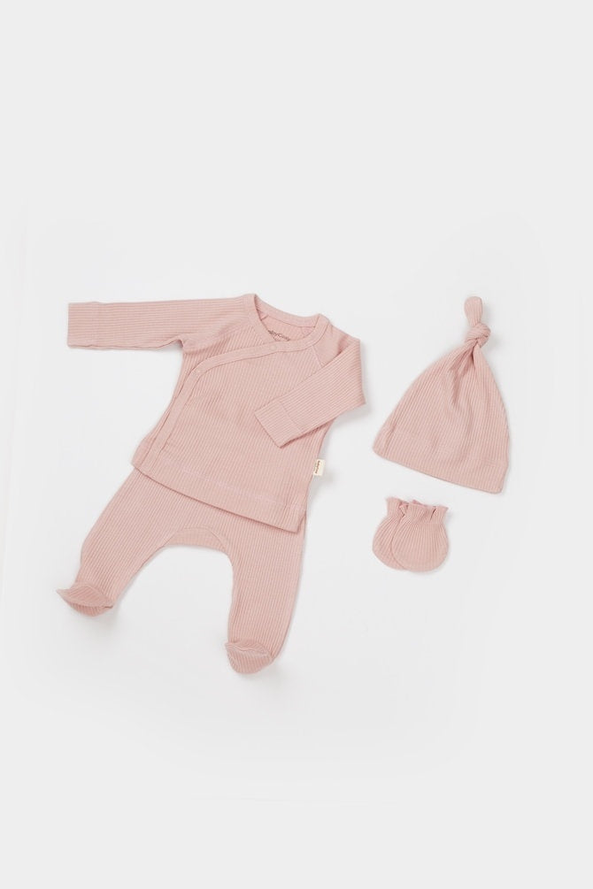 Cutie 4 piese pentru nou nascut - 100% bumbac organic - Verde pal, BabyCosy