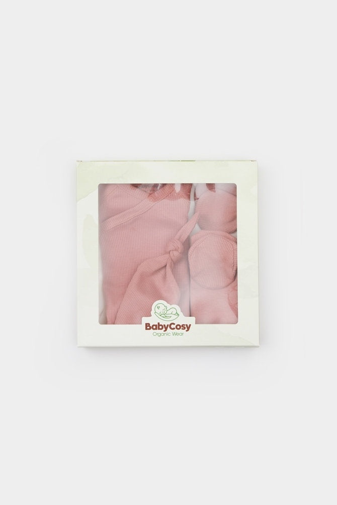 Cutie 4 piese pentru nou nascut - 100% bumbac organic - Verde pal, BabyCosy