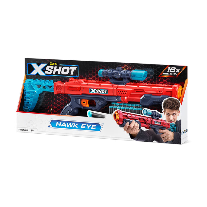 X-Shot | Blaster Excel Hawk Eye | Arma de Jucarie cu 16 Proiectile