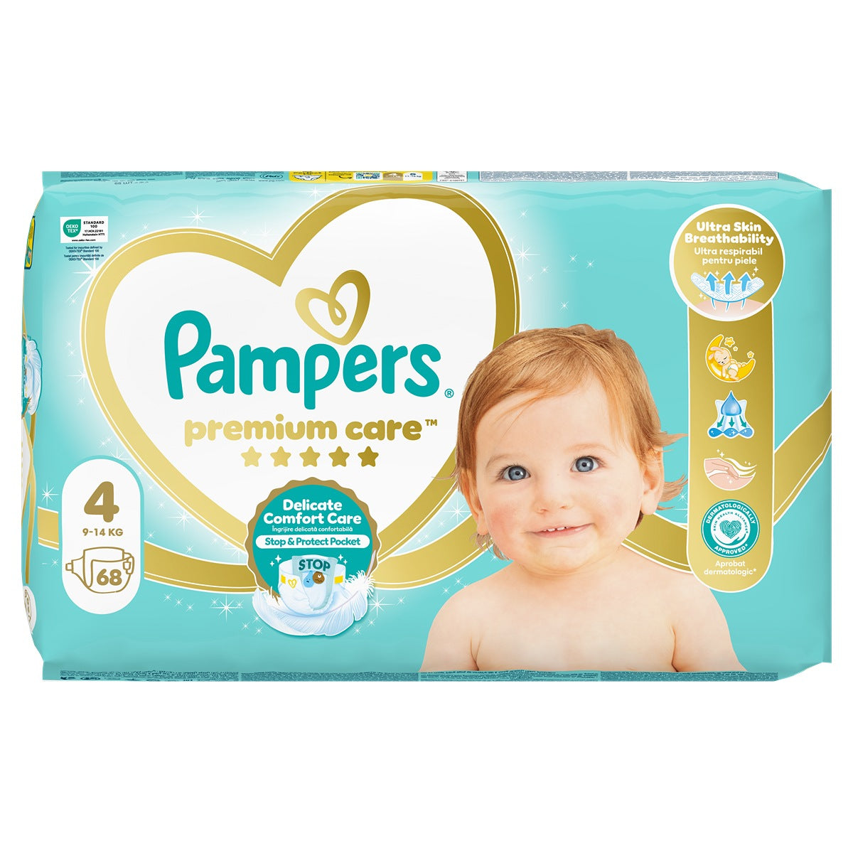 Pampers Premium Care scutece - Nr 4 (9-14 kg) / 68 buc / Jumbo Pack [ps:eb43dc4f-b37f-4f65-b24c-847cab5dc385]