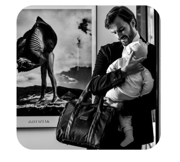 Geanta multifunctionala pentru parinti Skiddou Inger, Onyz Leather, Negru