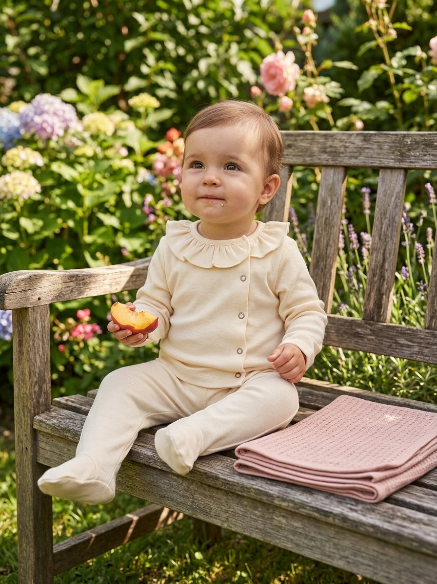 Set hăinuțe nou-născut INFANT Princess Ecru cu guler volănaș și păturică roz - galerie 2 [ps:452519fe-a18f-4591-a277-6a99ebdbf177]