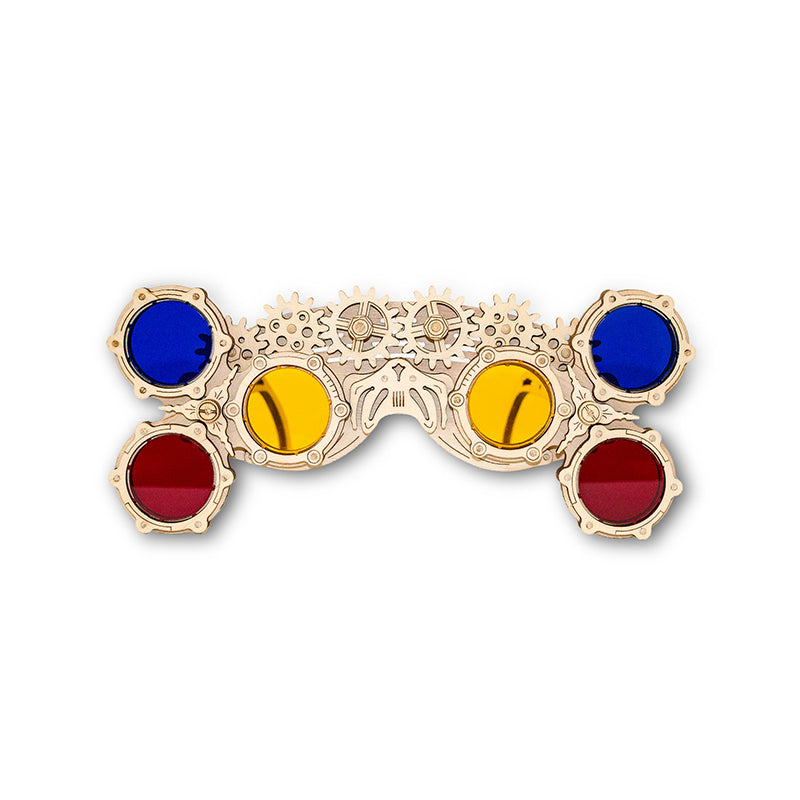 Set constructie cu mecanism Puzzle 3D GLASSES 'GOGGLES:  TRIANGLE' din lemn 74 piese @ EWA