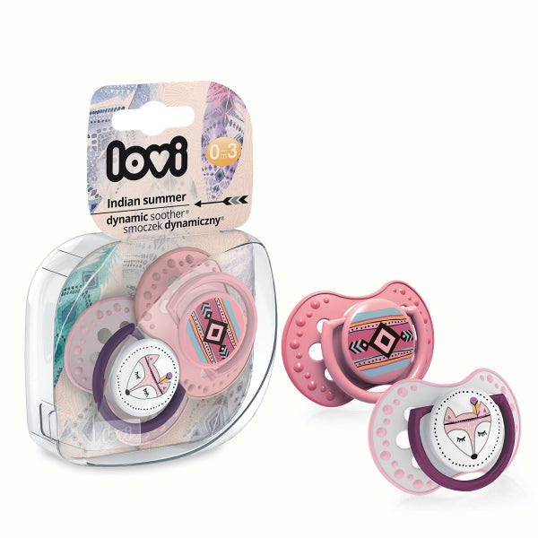 LOVI Suzeta Silicon Dynamic 0-3m 2 pcs Indian Summer fata Infant.ro