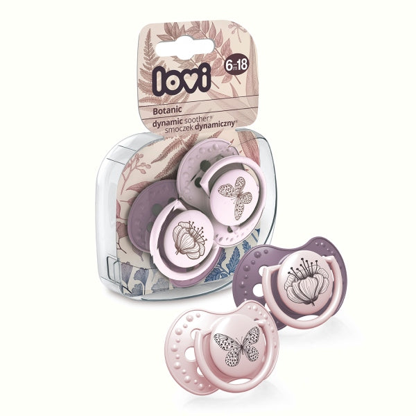 LOVI Suzeta Silicon Dynamic 6-18m 2 pcs Botanic fata Infant.ro