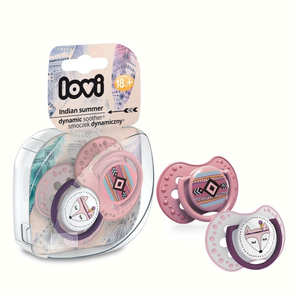 LOVI Suzeta Silicon Dynamic 18+ m 2 pcs Indian Summer fata Infant.ro