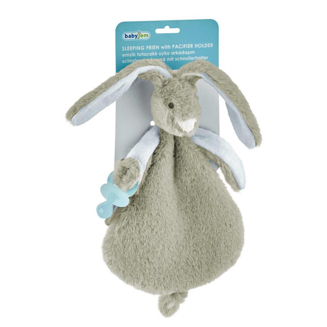 Jucarie atasament bebelusi Iepuras, BabyJem, cu sistem prindere suzeta