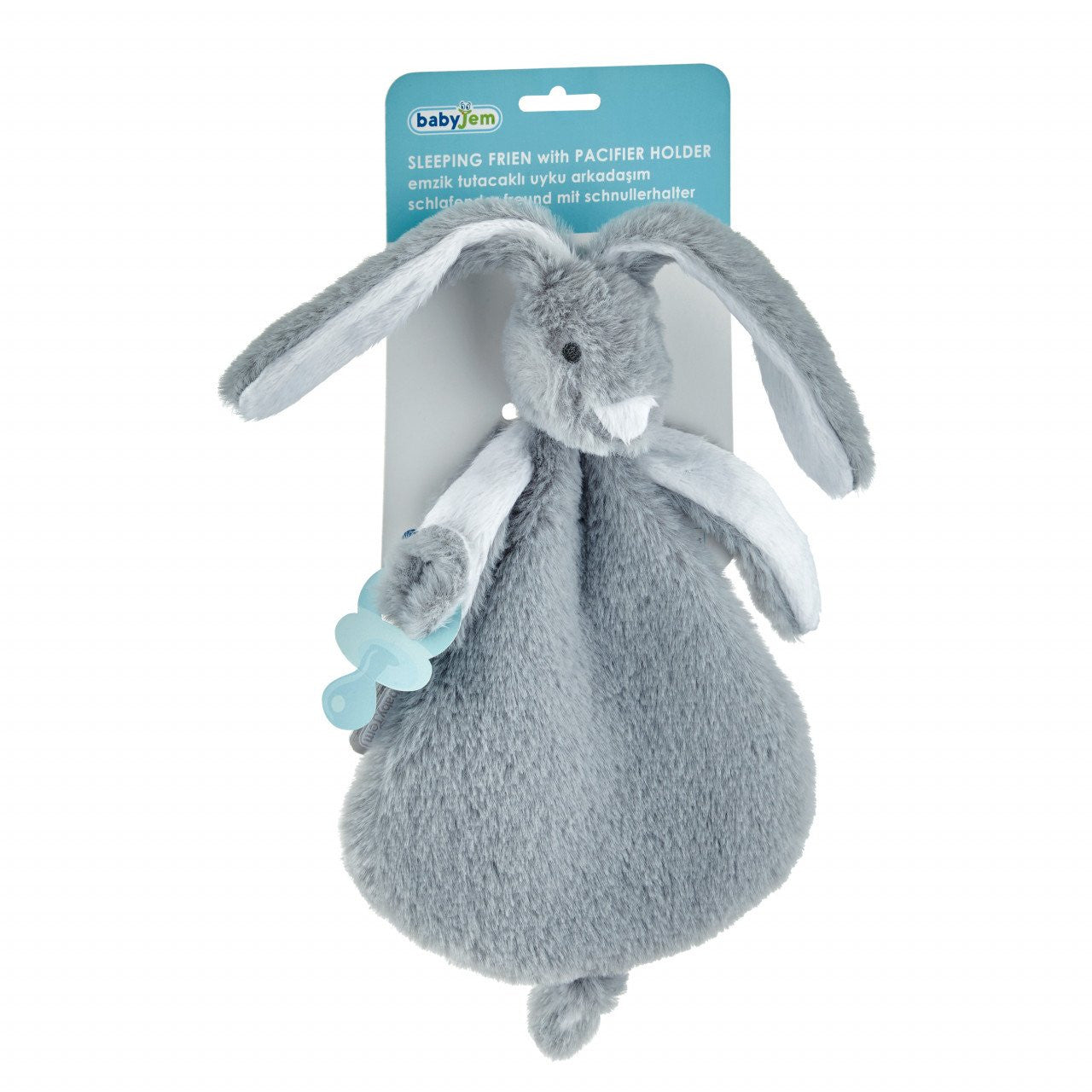 Jucarie atasament bebelusi Iepuras, BabyJem, cu sistem prindere suzeta