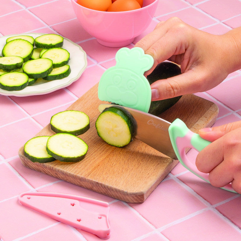 Kit cutit de Bucatar pentru Copii, Roz si Verde pastel, Chefclub Kids - Imagine 3