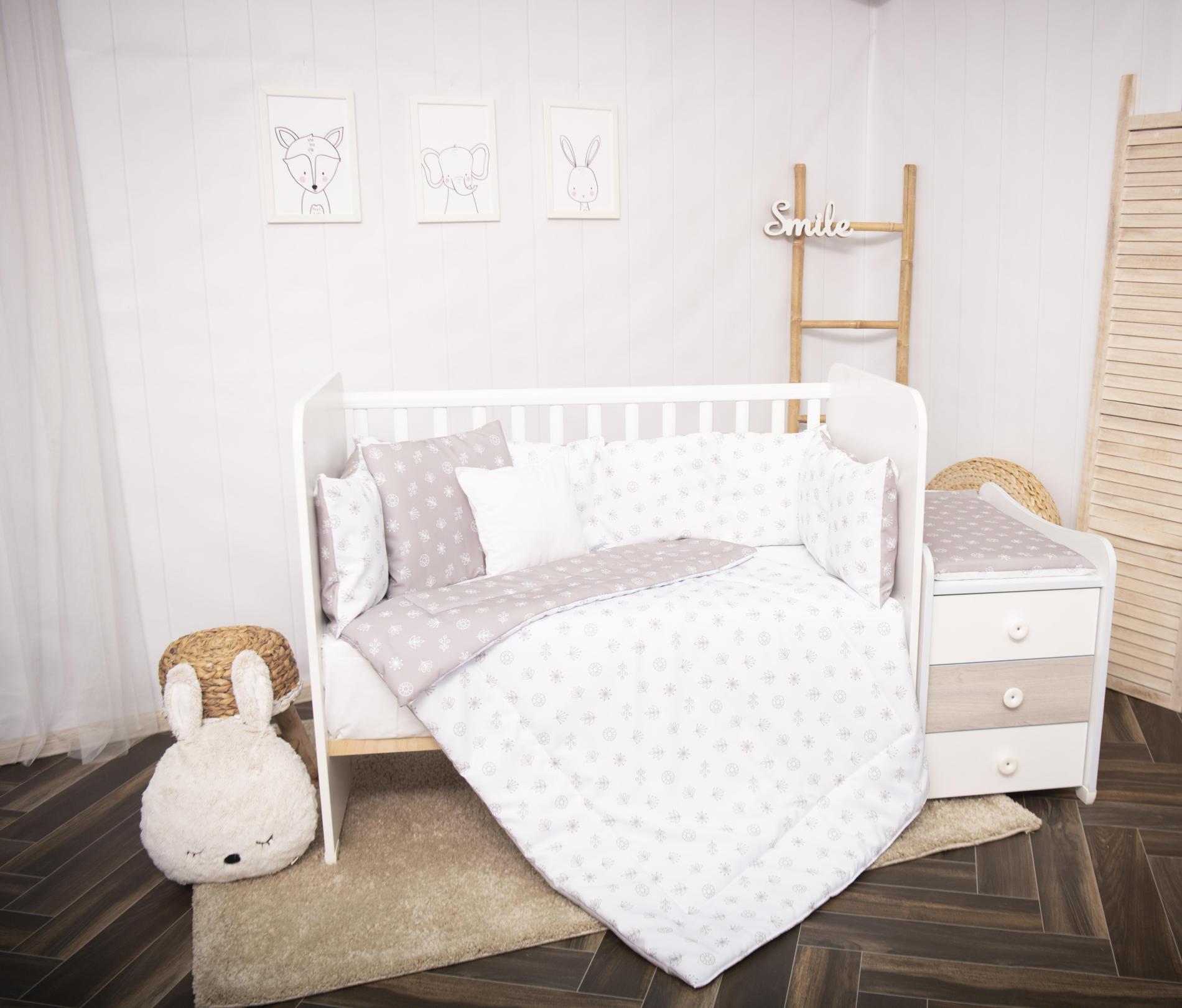 Set Lenjerie Pat Bebe Lorelli Trend Little Rabbits Grey - Bej Frunzulite [ps:e7818882-29fa-4163-94ac-87f8b85c12bb]