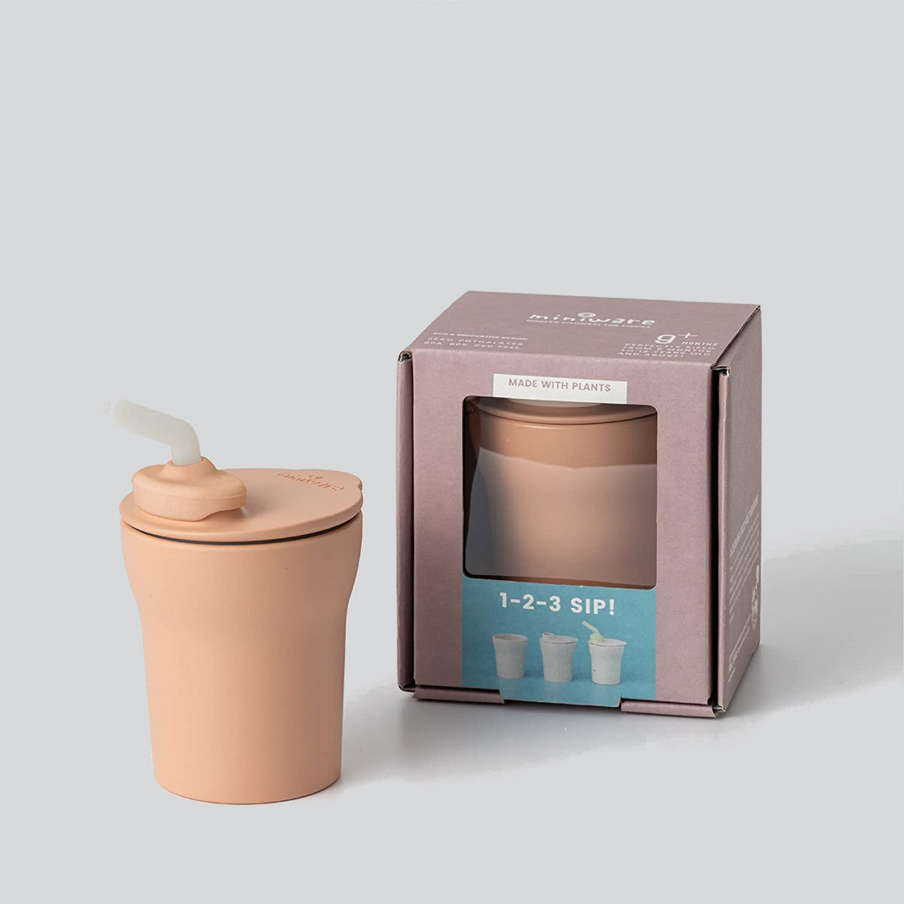 Pahar cu capac si pai antrenament bebelusi Miniware 1-2-3 Sip!, 100% din materiale naturale biodegradabile, Toffee [ps:670ebc88-0ec0-41a6-a86b-e466b738ccc2]
