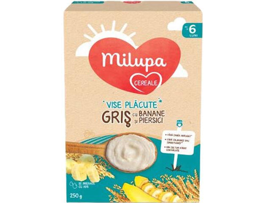 MILUPA Vise placute, gris, cu banane si piersica, 250 g [ps:89669506-8b5a-44b4-9383-e959b717bec7]