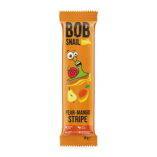 BOB SNAIL Stripe, Banda din fructe, gustare din fructe, cu pere si mango, 14 g [ps:338fd51d-0bce-4d06-af2b-f13dfa6153a9]
