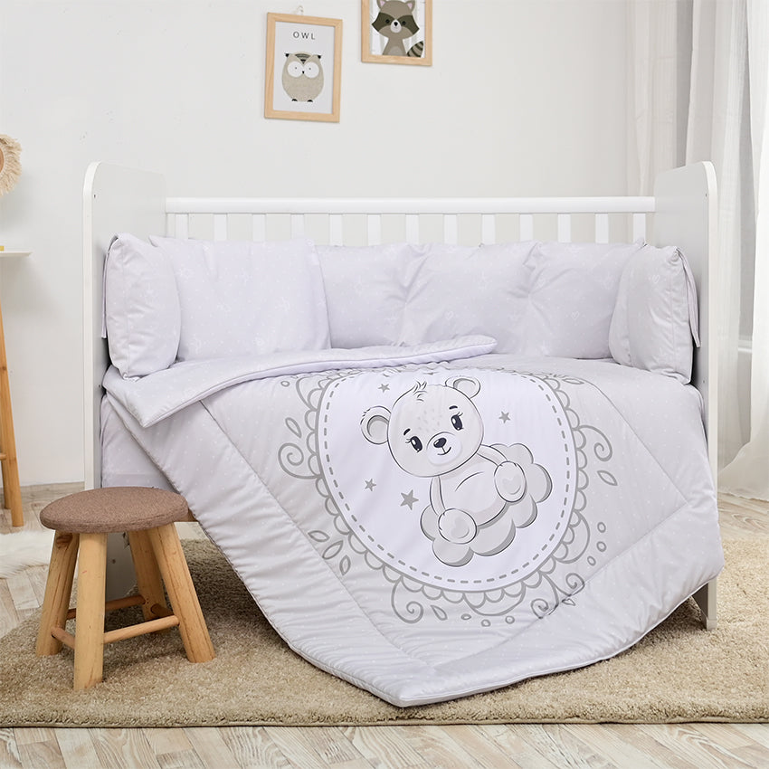 Set Lenjerie Pat 7 Piese Lorelli Lily Grey Train - Bumbac - Little Bear Grey [ps:64abd708-04c1-4fc3-b905-322e7ec7fef1]