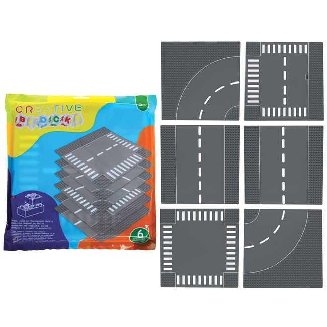 Set 6 Placi Sosea pentru Cărămizi Construcție Jumbo - Gri Alb [ps:528bbb36-15d5-4648-bdcc-b26f24cfc721]