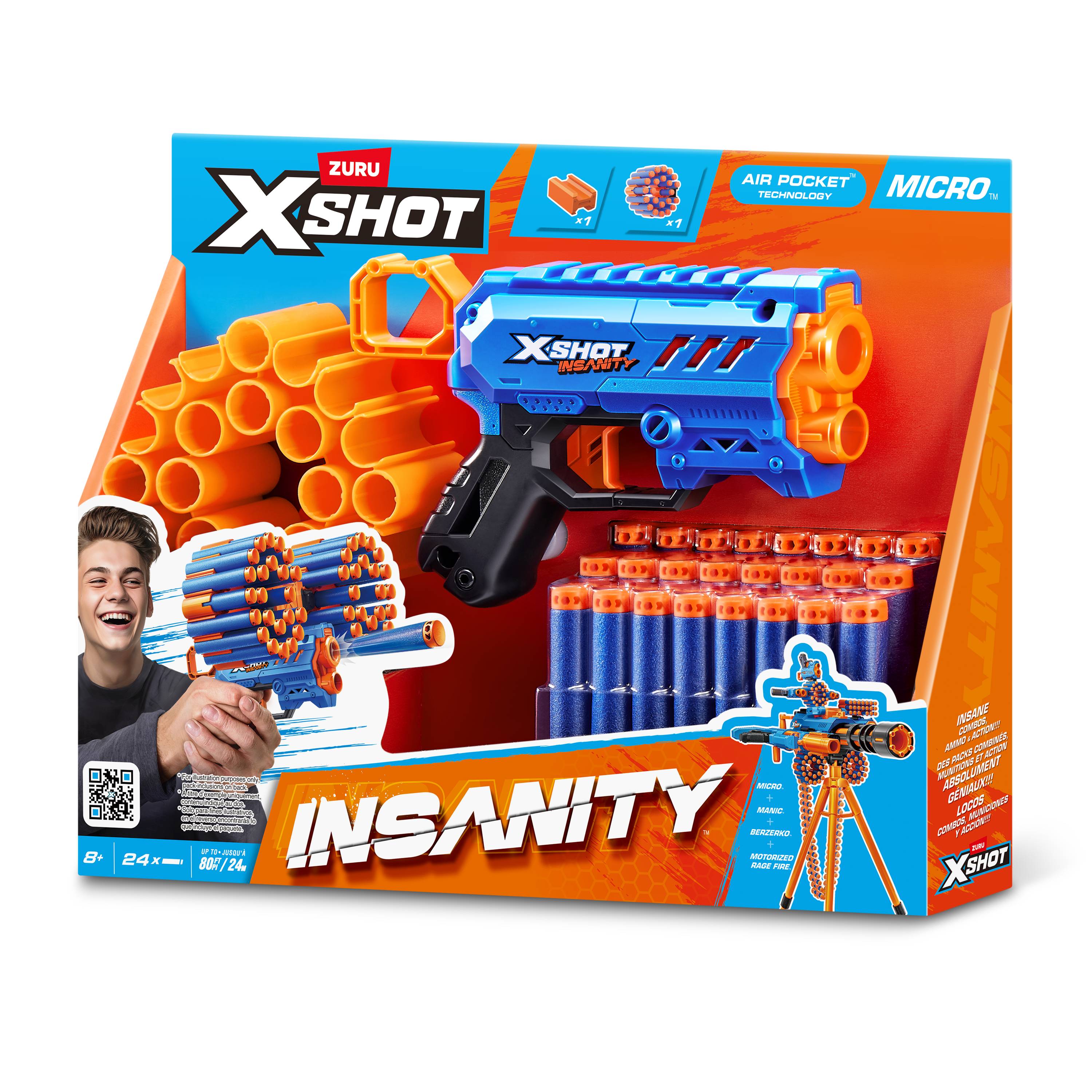 X-SHOT 1 model, arma de jucarie, Insanity Micro, 24 proiectile [ps:e3756443-1230-48bc-8417-8f45906f5156]