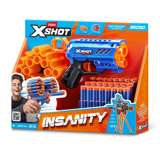 X-SHOT 1 model, arma de jucarie, Insanity Micro, 24 proiectile [ps:e3756443-1230-48bc-8417-8f45906f5156]