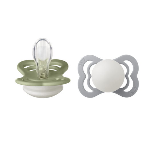 Set 2 Suzete BIBS Supreme Glow Silicon 0 luni - Sage/Cloud - Sage [ps:c635299b-2caa-43dd-b617-1325b281b8a5]