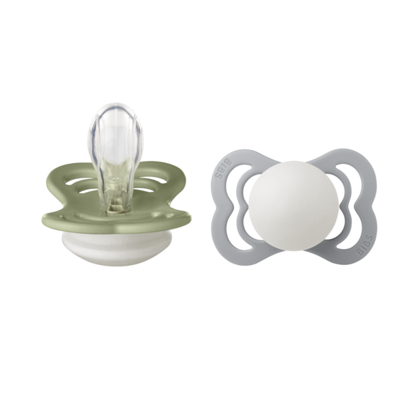 Set 2 Suzete BIBS Supreme Glow Silicon 0 luni - Sage/Cloud - Sage [ps:c635299b-2caa-43dd-b617-1325b281b8a5]