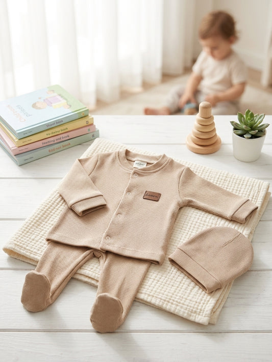Set Nou-Născut Tricot Reiat cu Căciuliță Roz 0-3 Luni INFANT - Bej [ps:cca5d084-5b3d-4487-951a-faa4a411df82]