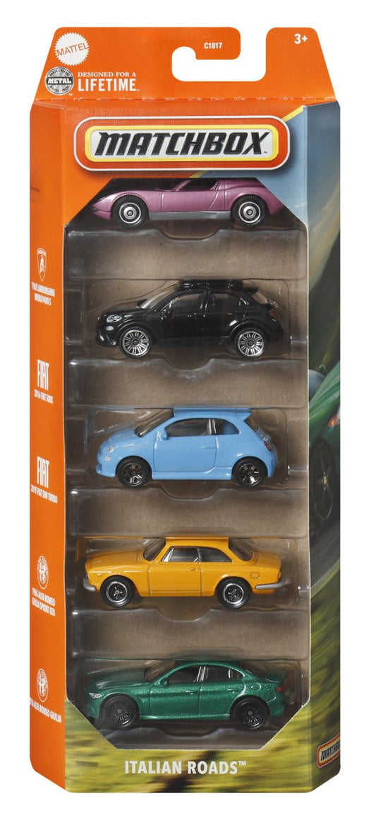 Set 5 Mașinuțe Metalice Matchbox Italian Roads, Scara 1:64 - Default Title [ps:e57cc2dd-6929-4451-aa0f-f4d9538b59da]