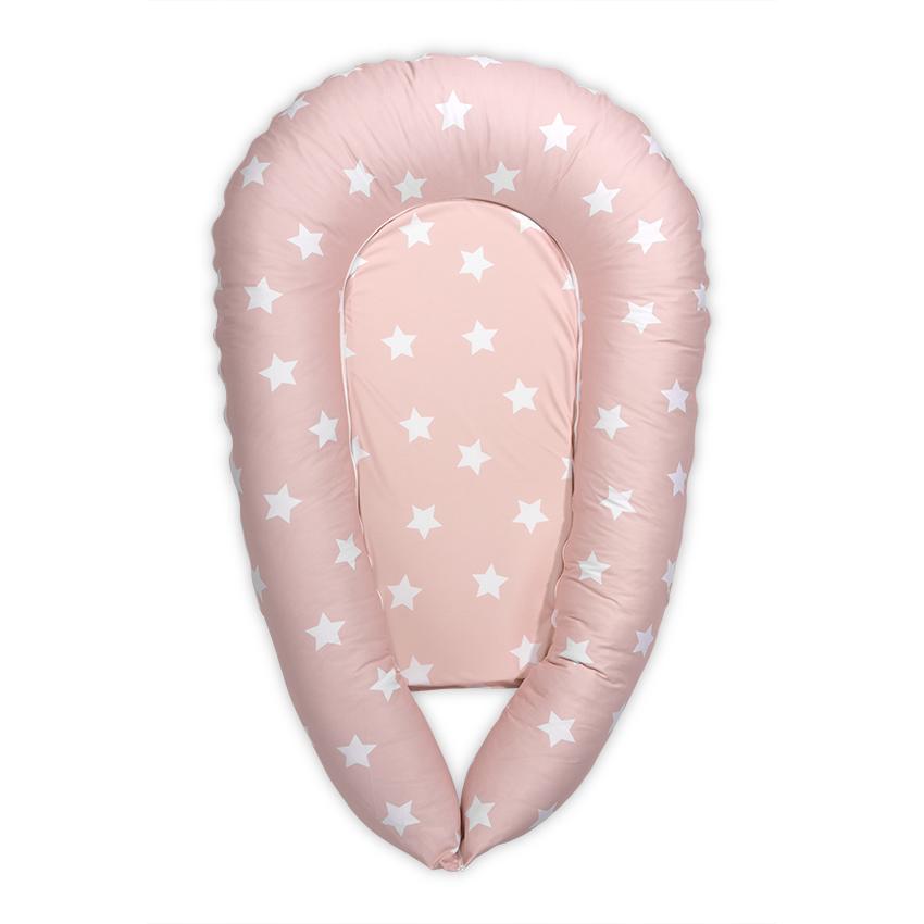 Baby Nest 3in1 Lorelli, Bumbac Ranforce, Grey - 110x70 cm - Stars Pale Blush [ps:45045e65-a43f-4ac0-94d7-afd649d142cf]