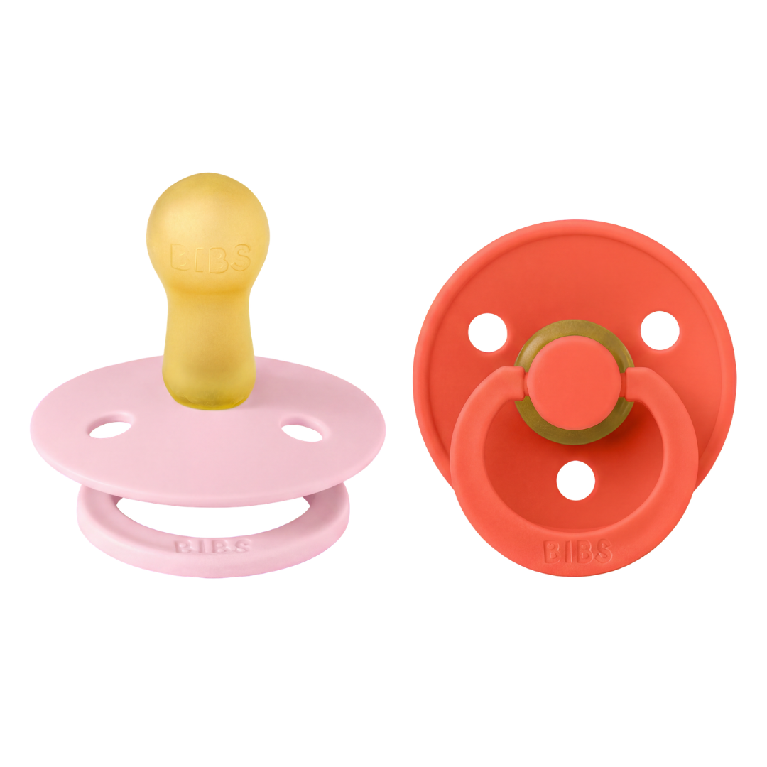 Set 2 Suzete BIBS Colour Latex, Tetina Simetrică, 0 luni - Baby Pink/Tango [ps:882ac032-e71f-4934-97bf-ddf9eef604ae]